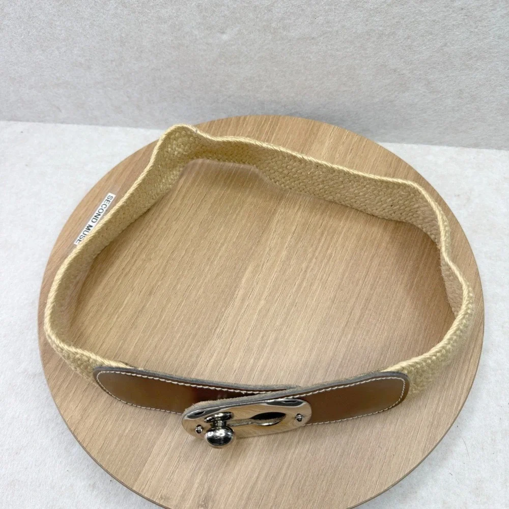 Woven Straw‎ Leather Stretch Waist Belt Women Silver Buckle Accent Boho Chic